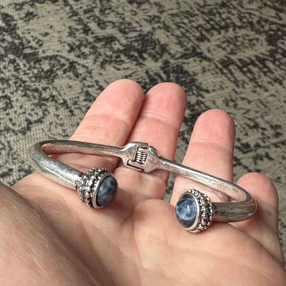 Silver & Blue Stone Cuff Bracelet NWOT